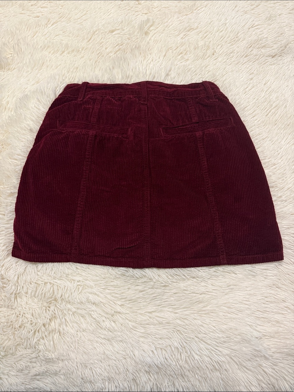 American Eagle Outfitters Burgundy Corduroy Button-Front Mini Skirt - Picture 2 of 5